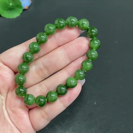 H33847693 Hetian Jade Bead Bracelet, Approx. 9.3mm, Total Weight About 27.8g