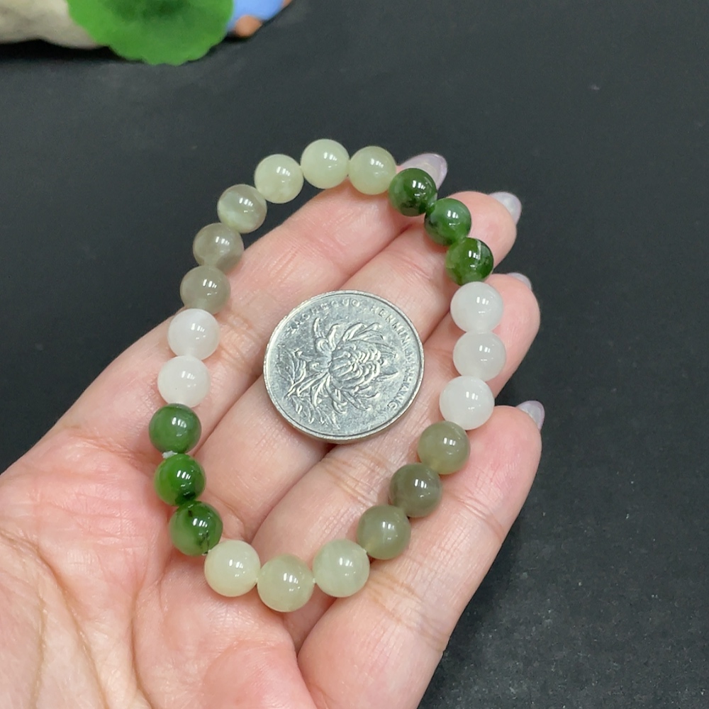 H33846507 Hetian Jade Bracelet Approx. 7.9mm Total Weight About 18g