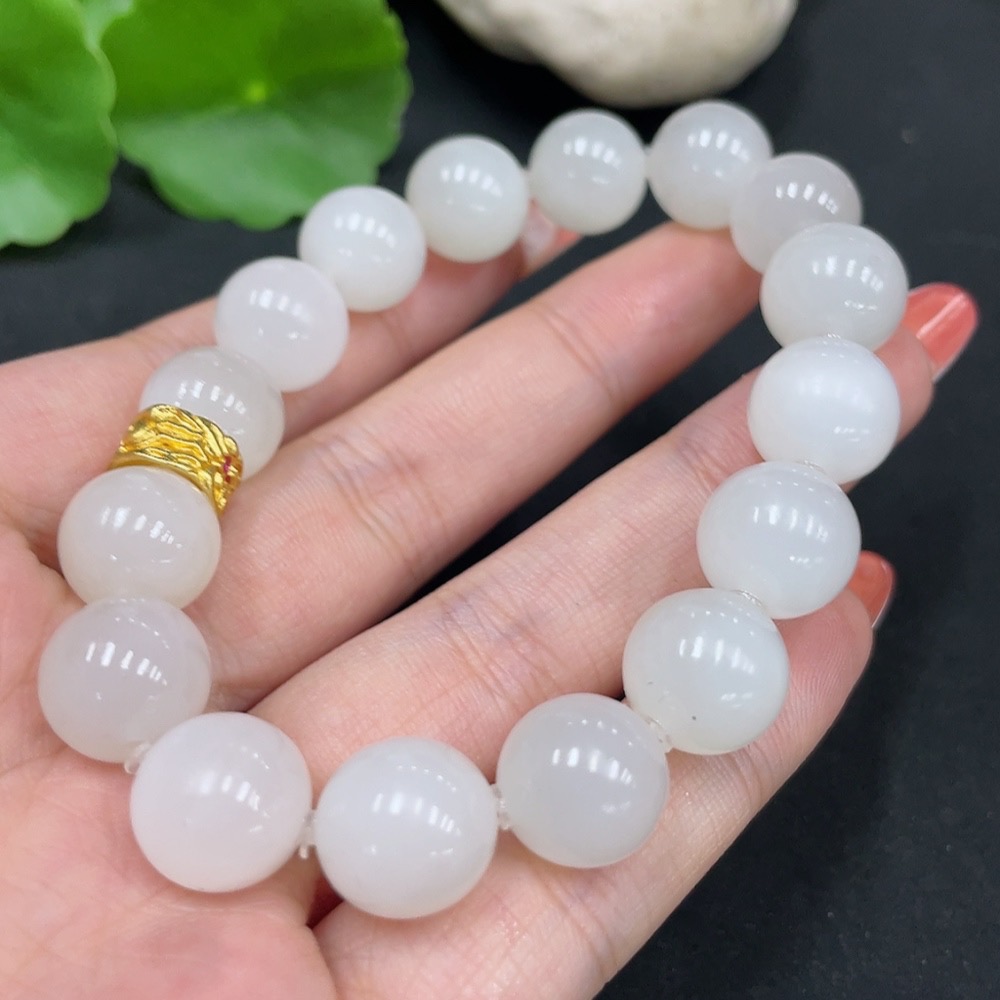 H35085356 Hetian Jade Bracelet, Approx. 11.7mm, Total Weight Approx. 43.4g, Non-Gold