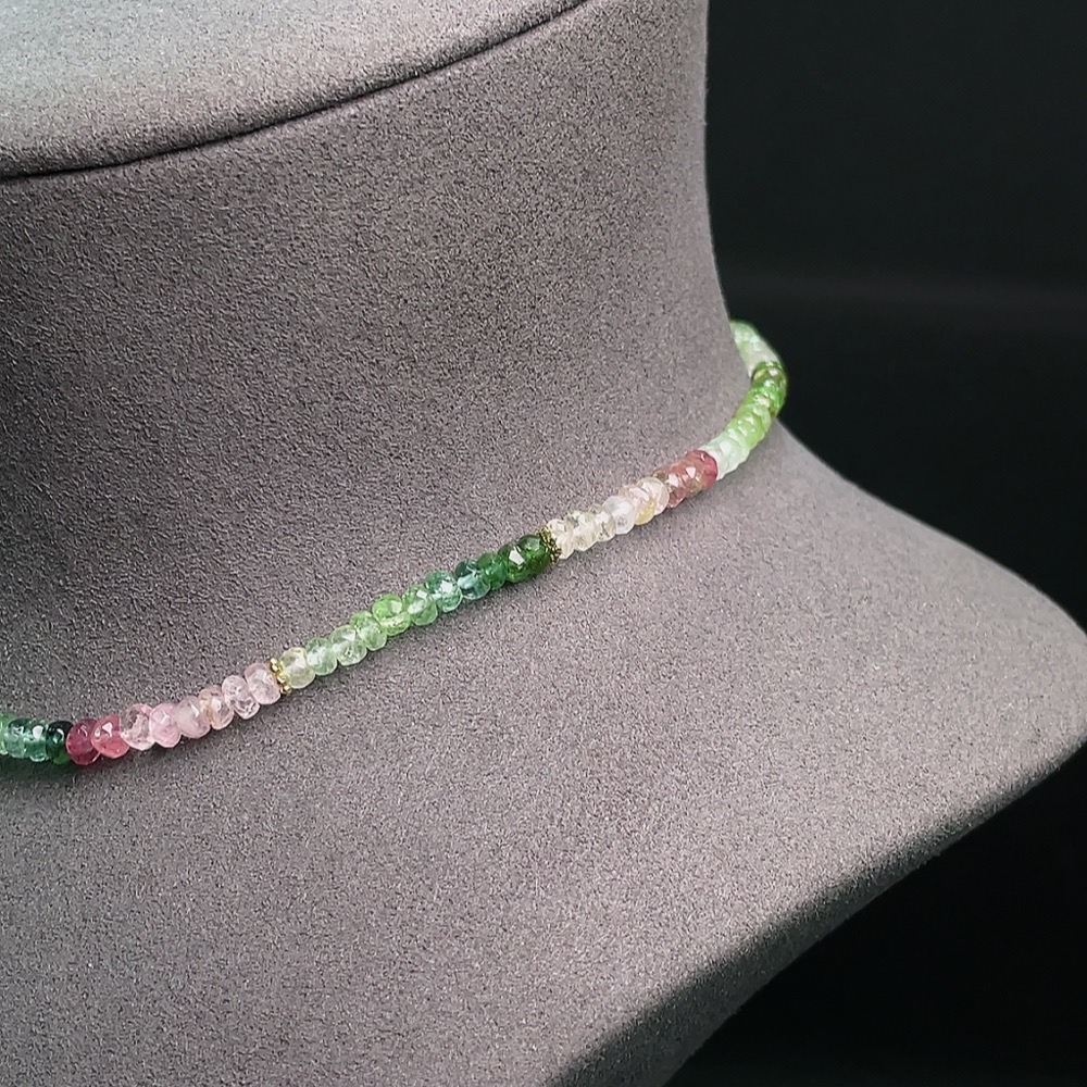 C34990935 Tourmaline Beaded Necklace Non-Gold Visible Organic Matter Total Weight Approx.10.13g Size About 4.1mm