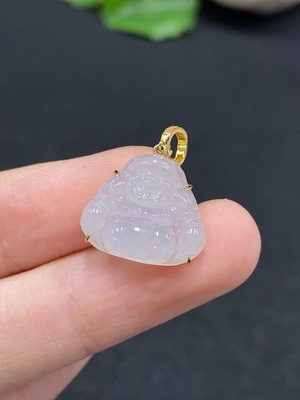 F33868255 Jadeite Buddha Pendant with 18K Gold Setting, Total Weight Approx. 1.8g