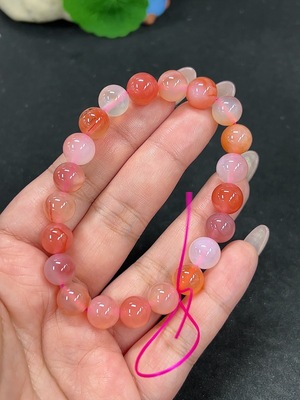 H41922885 盐源玛瑙手串 卡9.6mm左右 仅红色 货品总重约26g