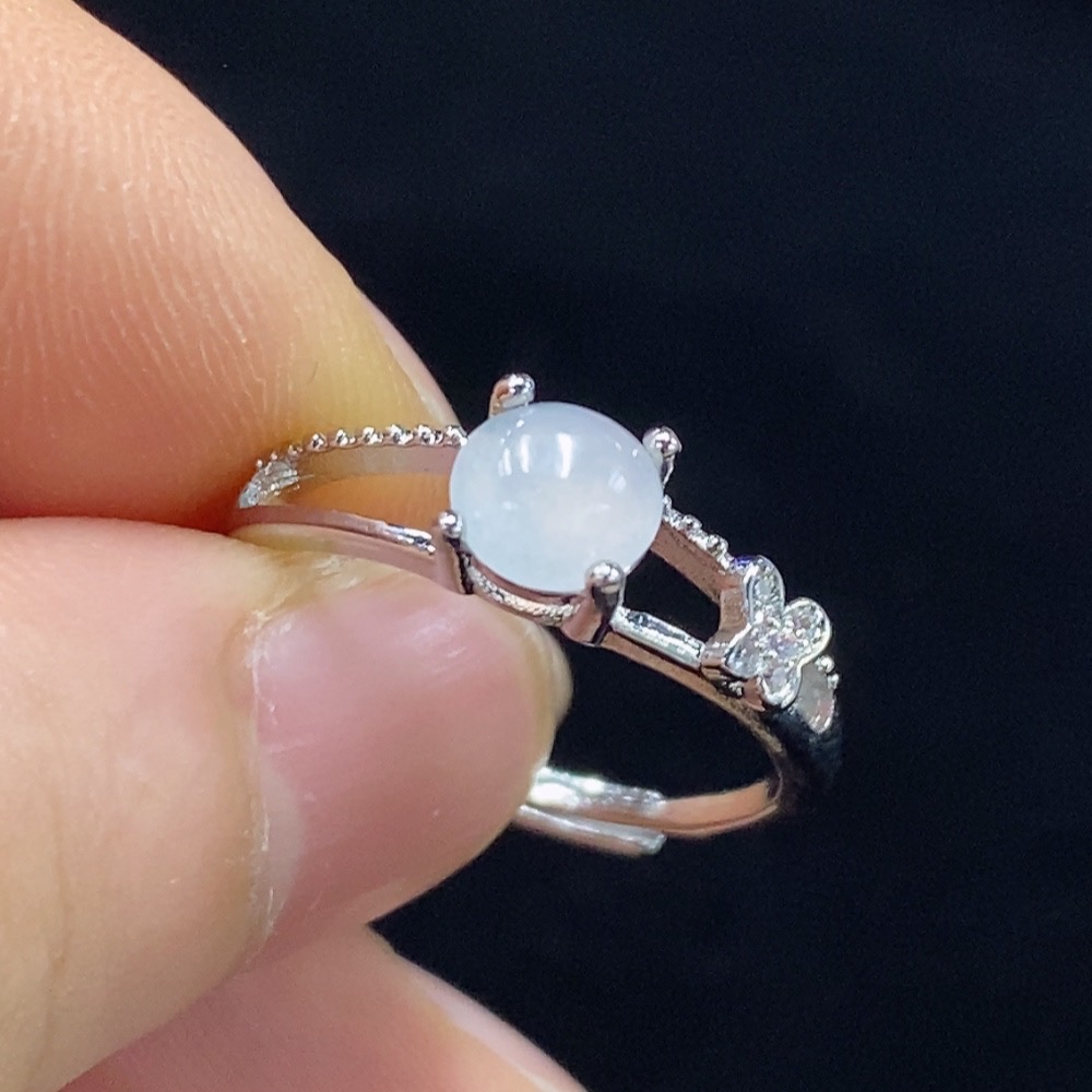 F30479796 Jadeite Inlaid Ring Non-Gold Adjustable Total Weight Approx.1.66g