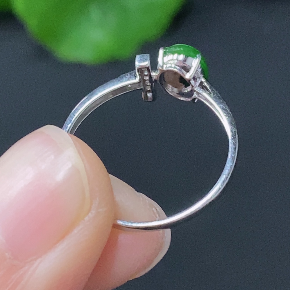 F24781321 Jadeite Inlaid Ring 18k Gold Inlaid Total Weight Approx. 1.21g Size 12