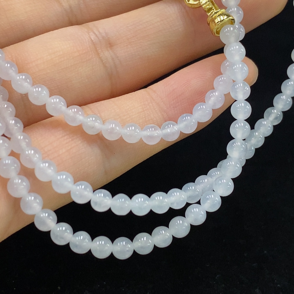 F33912021 Jadeite Beaded Necklace Approx. 3.6mm Total Weight Approx. 16g Non-gold Clasp