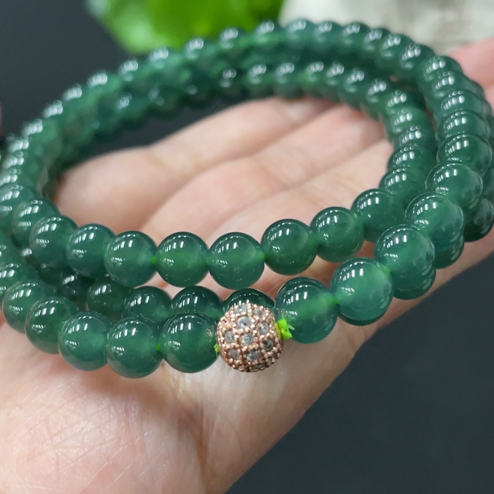 F30557611 Jadeite Beaded Necklace Approx 6.1mm Total Weight 42g Non-Gold Matching Beads