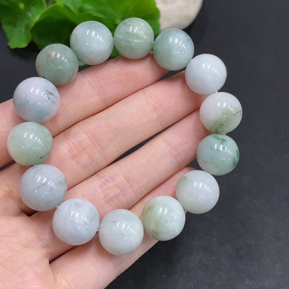 F35124108 Jadeite Beads Total Weight Approx. 57g Size 13.5mm Contains Small Amount Colored Polishing Powder