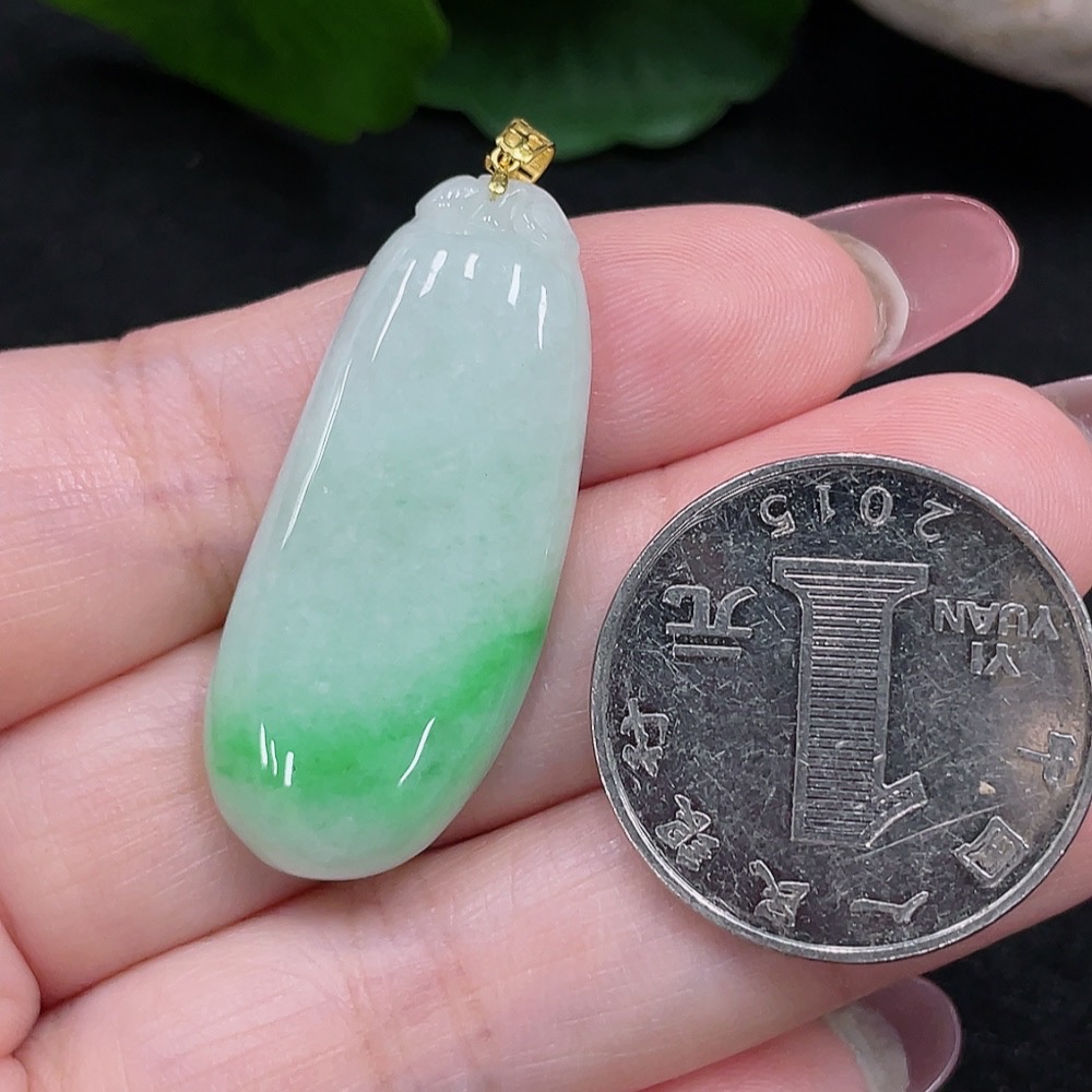 F32774371 Jadeite Blessing Melon Pendant 18K Gold Total Weight Approx. 7.1g