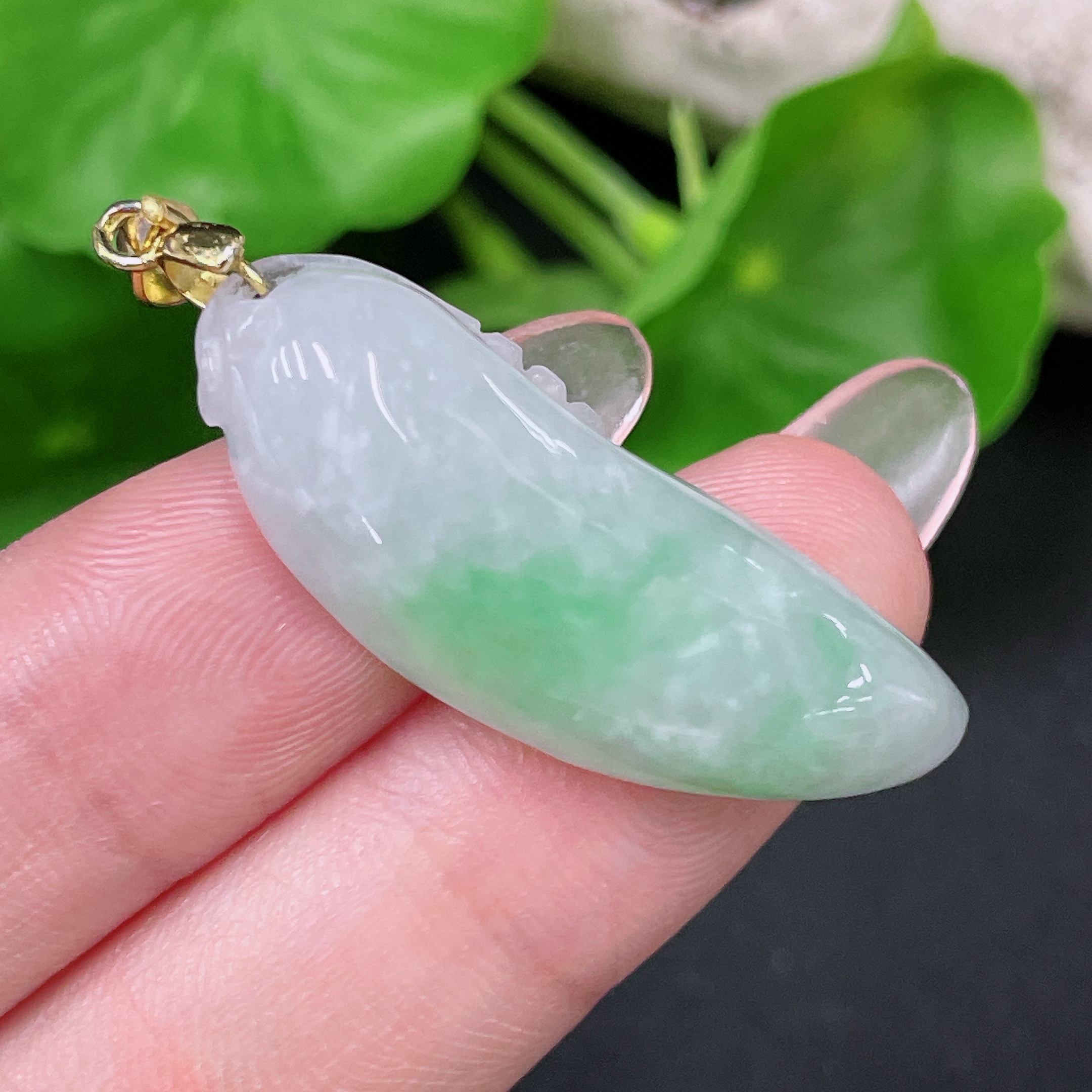 F34958235 Jadeite Fu Gua Pendant Non-Gold Inlaid Total Weight Approx. 6.5g
