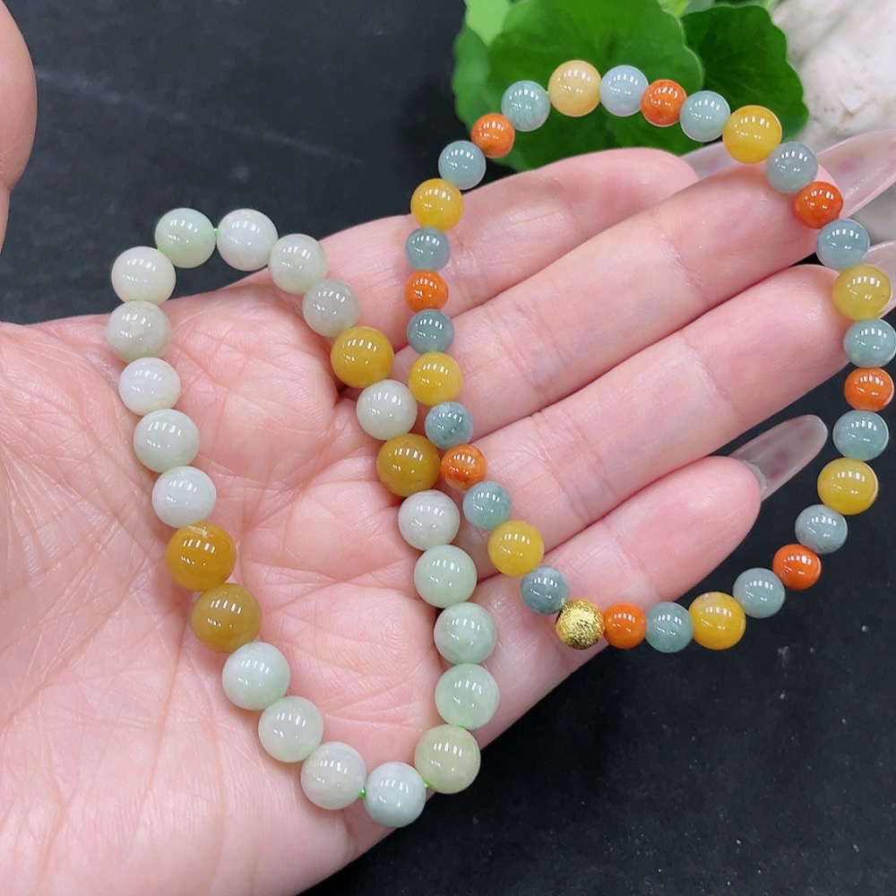 F34069096 Jadeite Bracelet Sell as a Lot (No Gold Inlay) (Beads Not Grade A)
