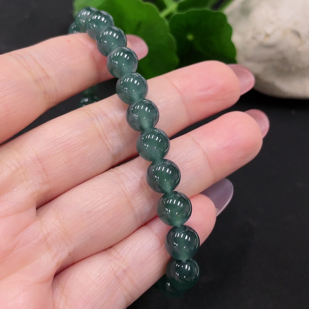 F34012355 Jadeite Beads Bracelet Approx. 8.1mm Total Weight About 21.2g