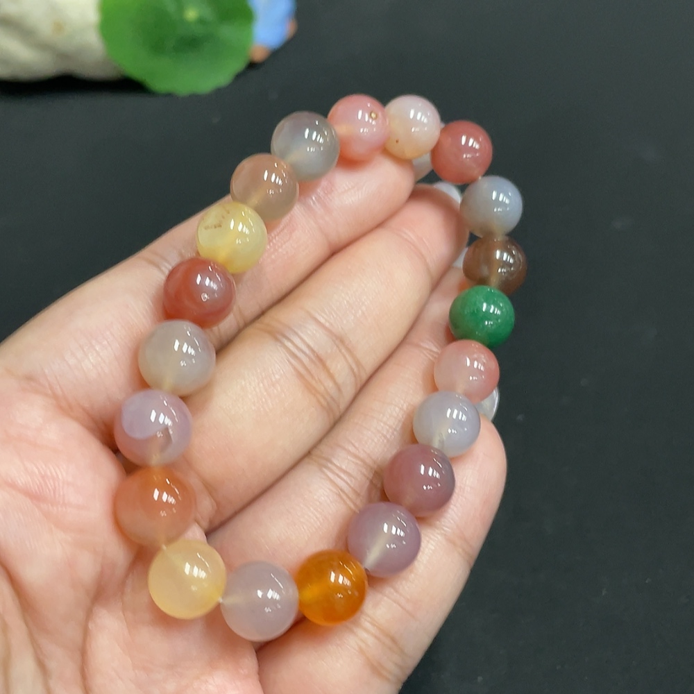 H33932226 Yanyuan Agate Bracelet, approx. 9.4mm, total weight approx. 25.6g, with stone impurities