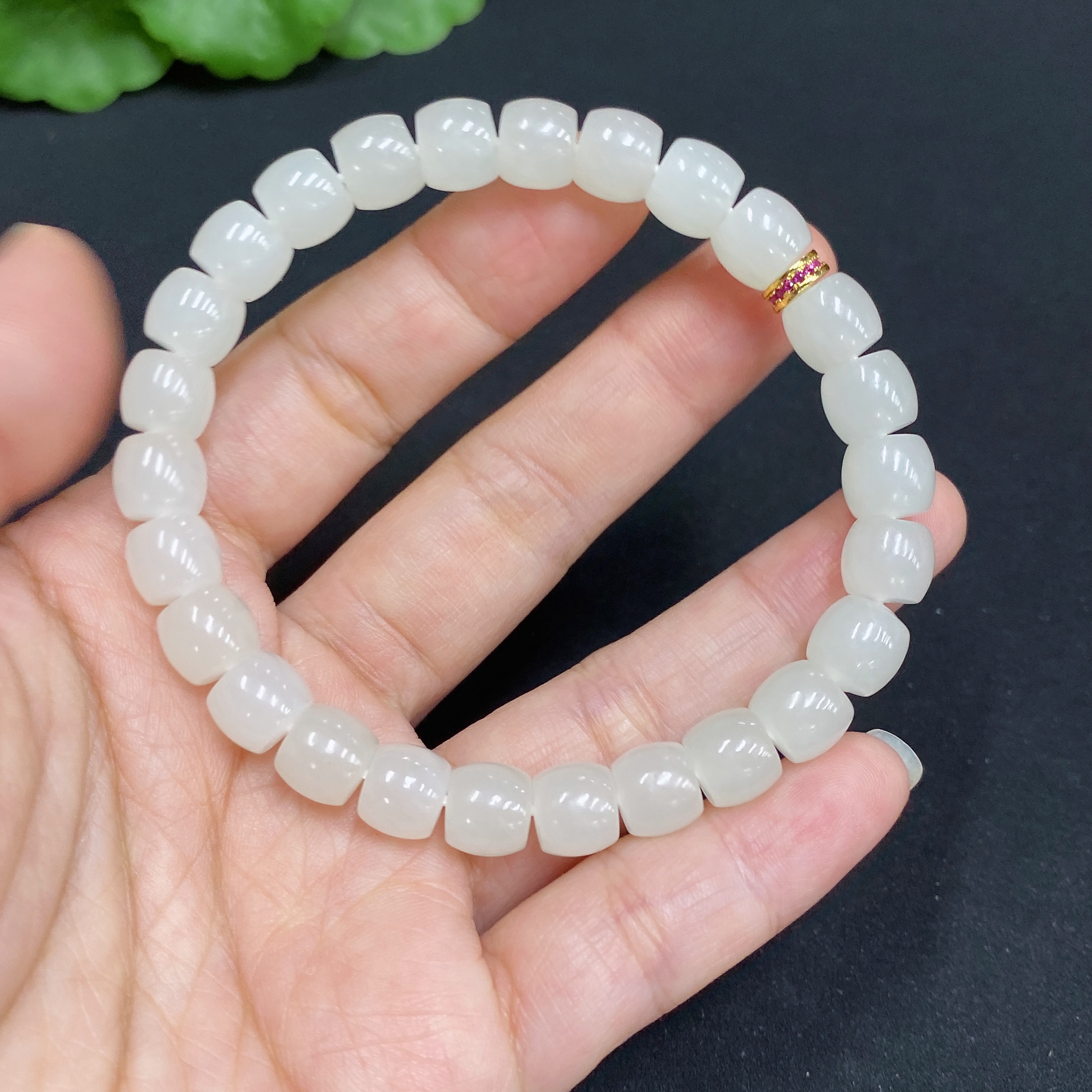 H34986382 Hetian Jade Bracelet Approx. 7.8mm Non-Gold Total Weight Approx. 22.6g
