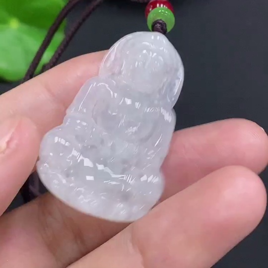 F30568519 Jadeite Guanyin Pendant Total Weight Including Rope Approximately 9.3g