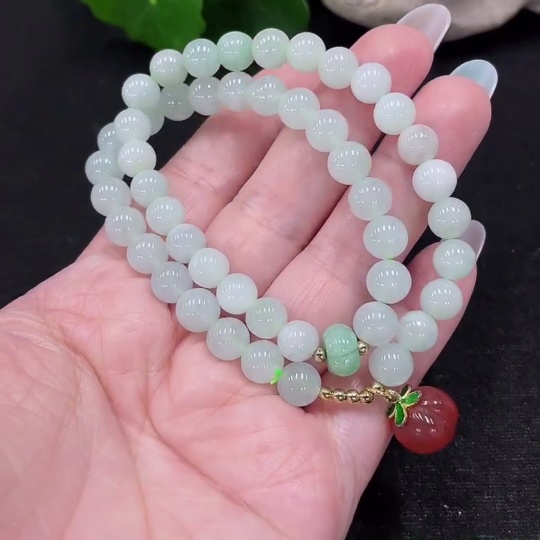 F33899392 Jadeite Bead Necklace Approx. 7.3mm Total Weight Approx. 32.8g (Non-Gold Setting) (Matching Beads Non-A)