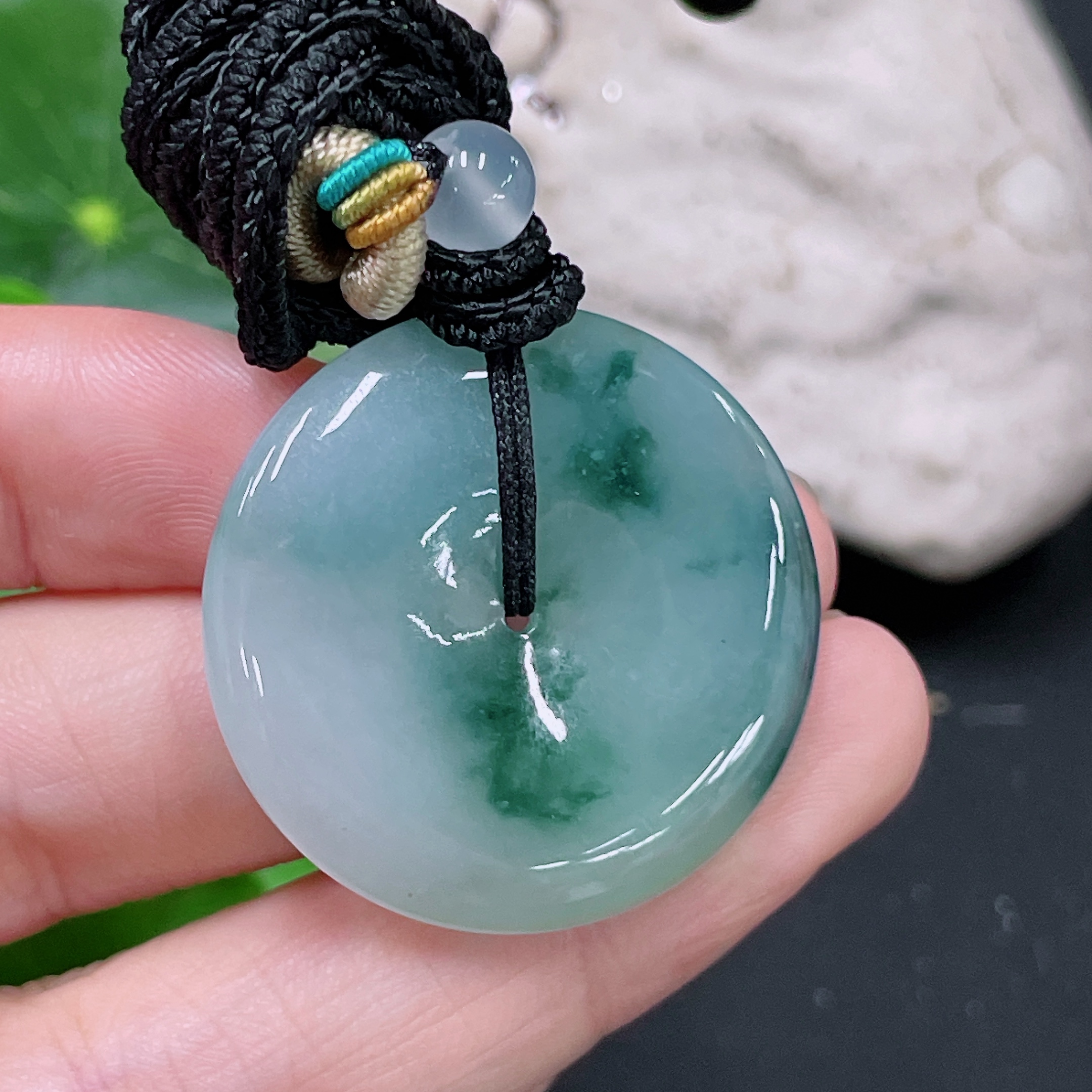 F33893446 Jadeite Pendant Peace Buckle Total Weight Approximately 14.8g Including Rope