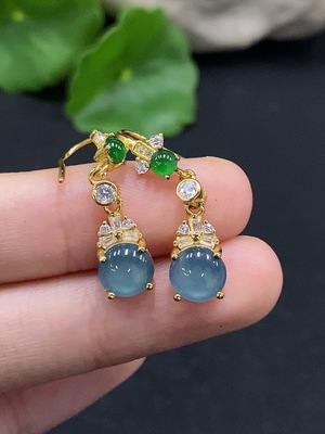 F33866699 Jadeite Cabochon Stud Earrings, Non-Gold Setting, Total Weight Approx. 2.46g