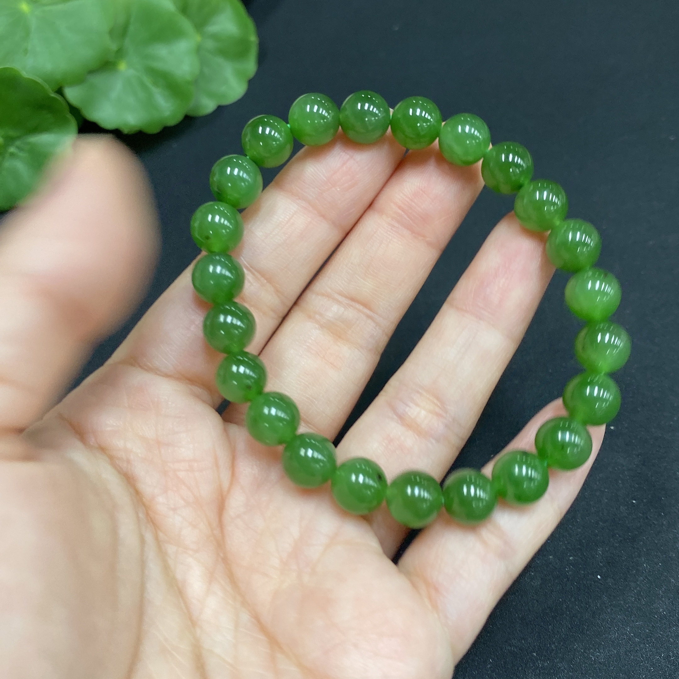 H34014840 Hetian Jade Jasper Bracelet Approx. 7.7 mm Total Weight Approx. 18.2g