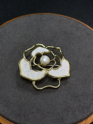 C32719791 Pearl Brooch Non-Gold Total Weight Approx.10.41g Stone 7.2mm