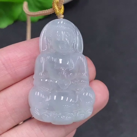 F35078161 Jadeite Guanyin Pendant, total weight including cord approximately 11.6g