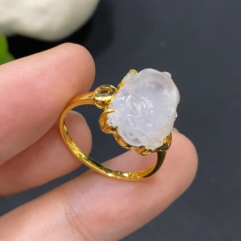 F28249694 Jadeite Inlaid with 18k Gold, Total Weight Approx. 3.24g, Size 14