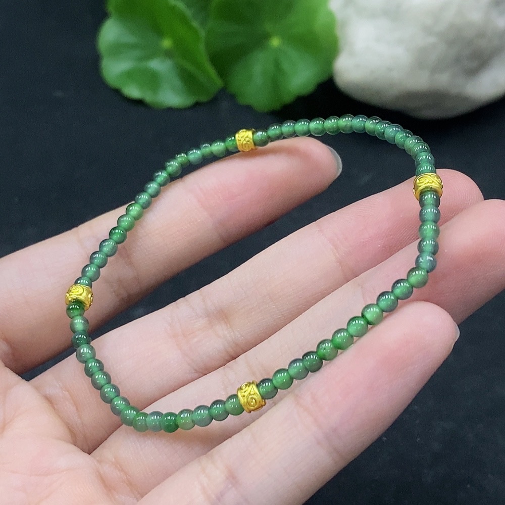 F34057464 Jadeite Bracelet 3mm approx. Non-gold Inlaid Total Weight about 3.43g