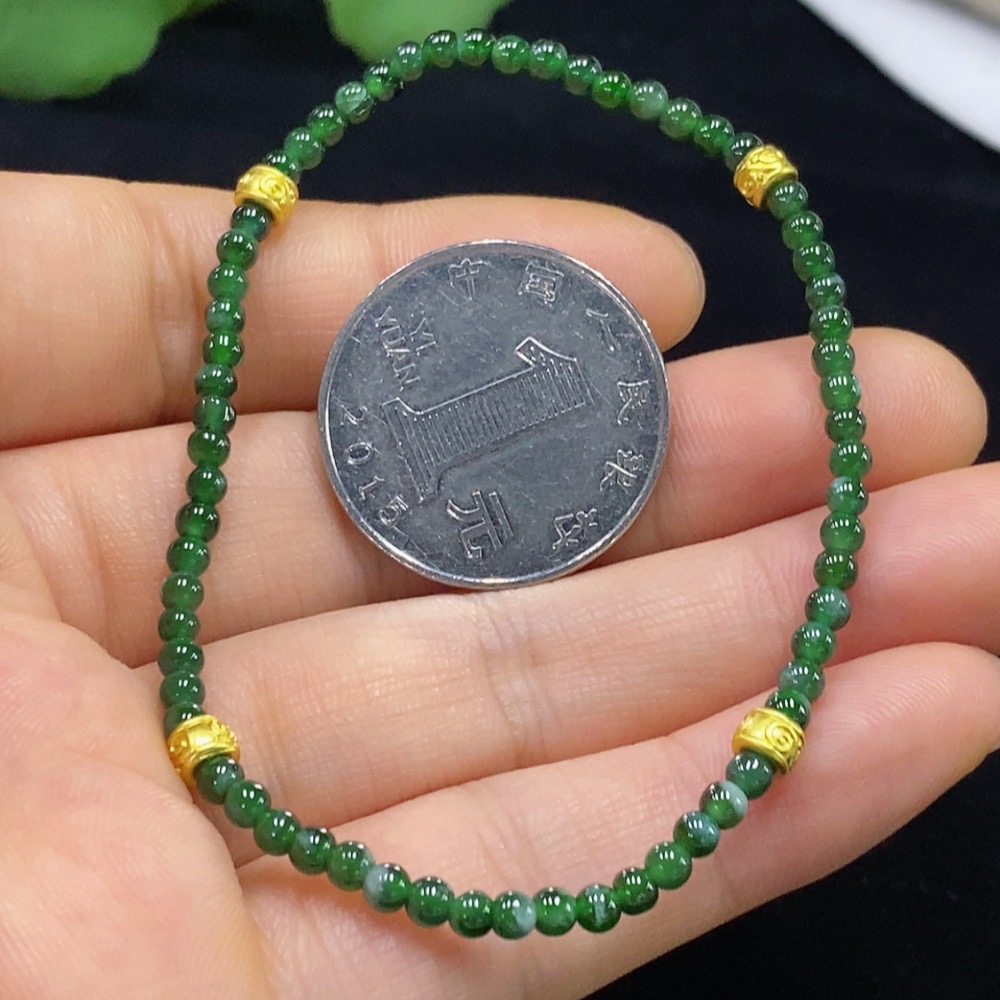 F33911727 Jadeite Bracelet Approx 2.9mm Beads Total Weight Approx 3.55g Non-Gold