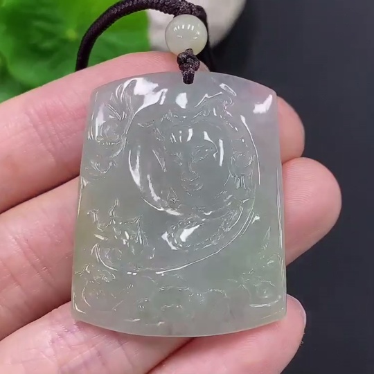 F28270729 Jadeite Guanyin Pendant Total Weight Approx. 16.5g (including rope weight)