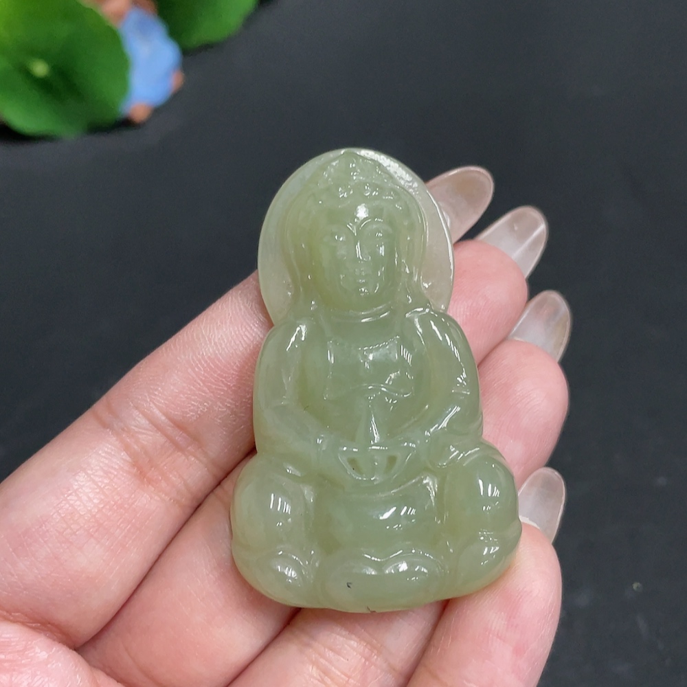 H29358838 Hetian Jade Pendant Guanyin Total Weight About 25.7g
