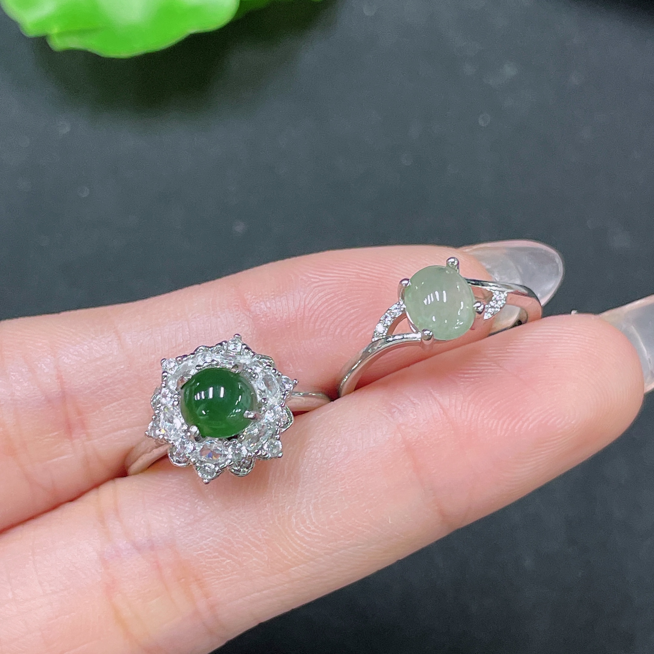 F34065218 Jadeite Inlaid Ring Non-Gold Adjustable Sell as a Lot