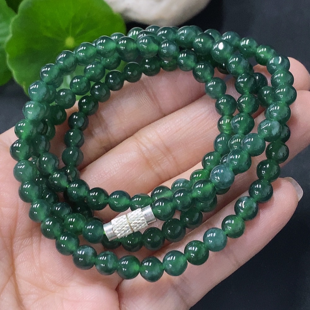 F35116650 Jadeite Bead Necklace Approx. 5.2mm Non-Gold Total Weight Approx. 27.44g