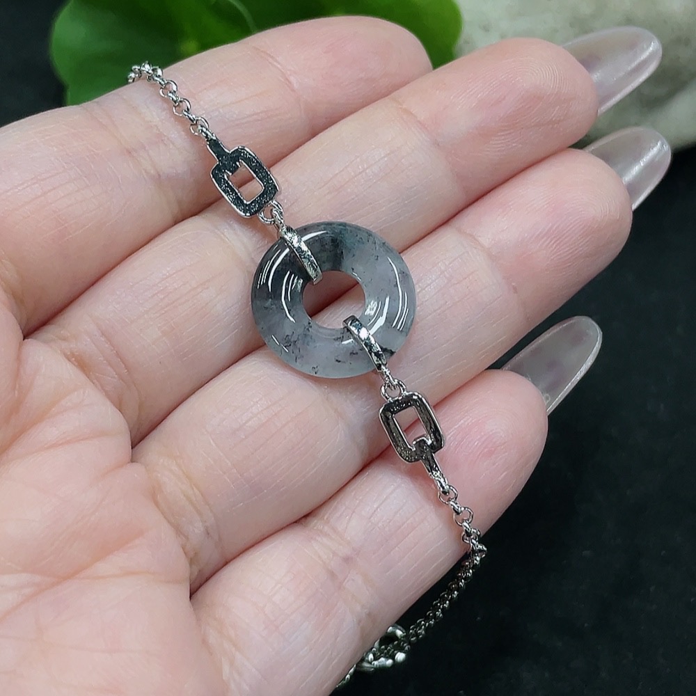 F34069718 Jadeite Donut Bracelet Non-Gold Inlaid Total Weight Approx.3.13g