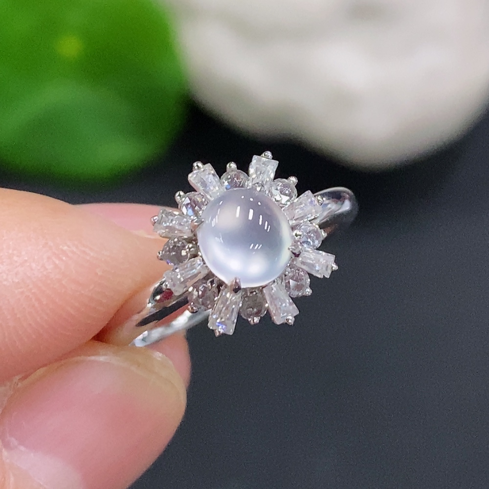 F33906130 Jadeite cabochon inlaid ring (37% gold content) size 13 total weight approx. 2.3g (non-diamond)