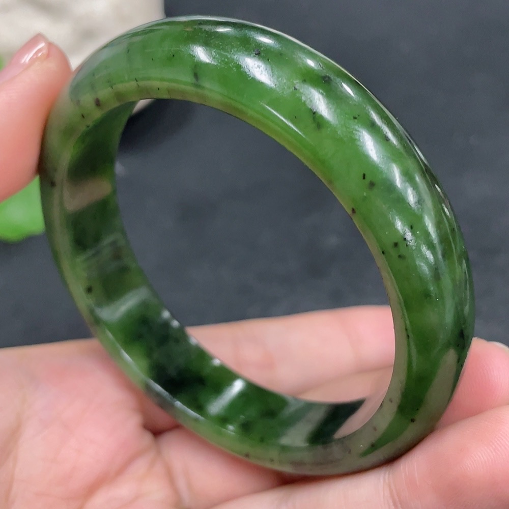 H31582303 Hetian Jade Round Bracelet, Size 57.7, Total Weight Approx. 54.2g