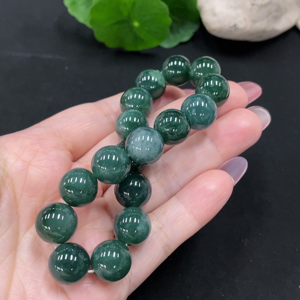 F34981933 Jadeite Bracelet Approximately 12mm Beads Total Weight About 49.4g