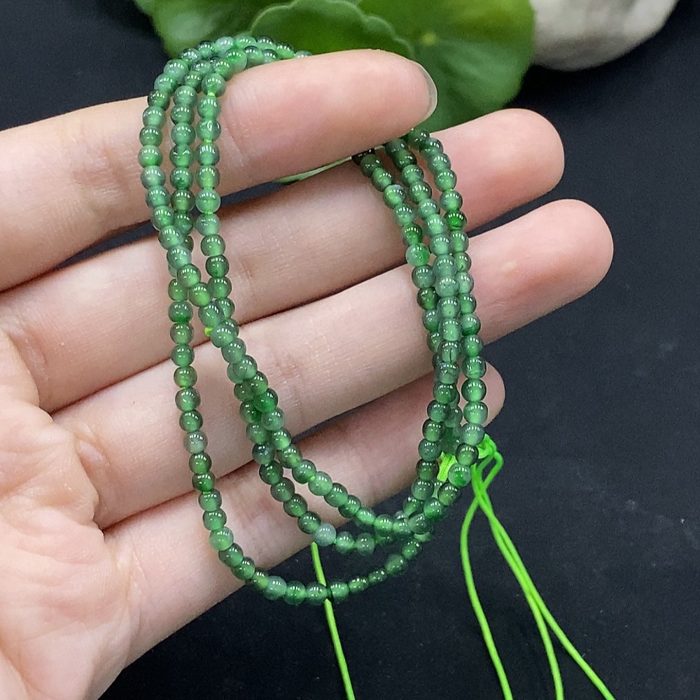 F34996636 Jadeite Bead Necklace Approx. 3mm Total Weight About 7.85g