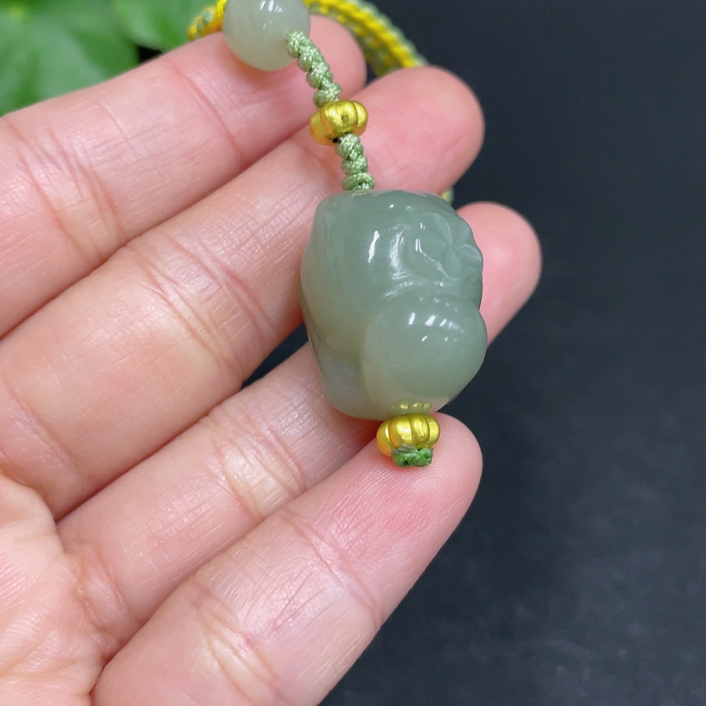 H34053041 Hetian Jade Pendant Cat Total Weight (including rope) Approx. 14.8g Accessories Not Hetian Jade