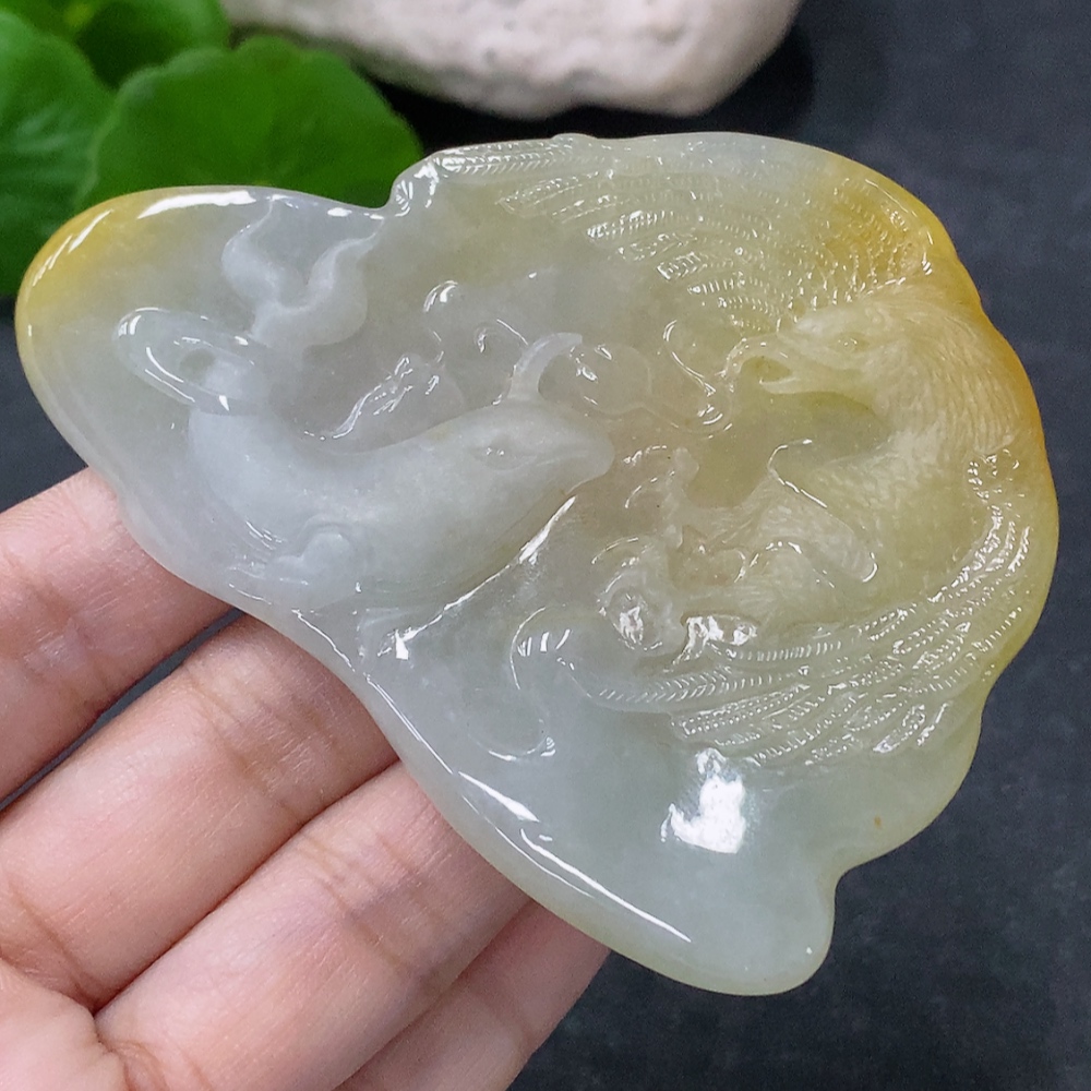F34042934 Jadeite Pendant Eagle Spreading Wings Total Weight Approx. 39.52g