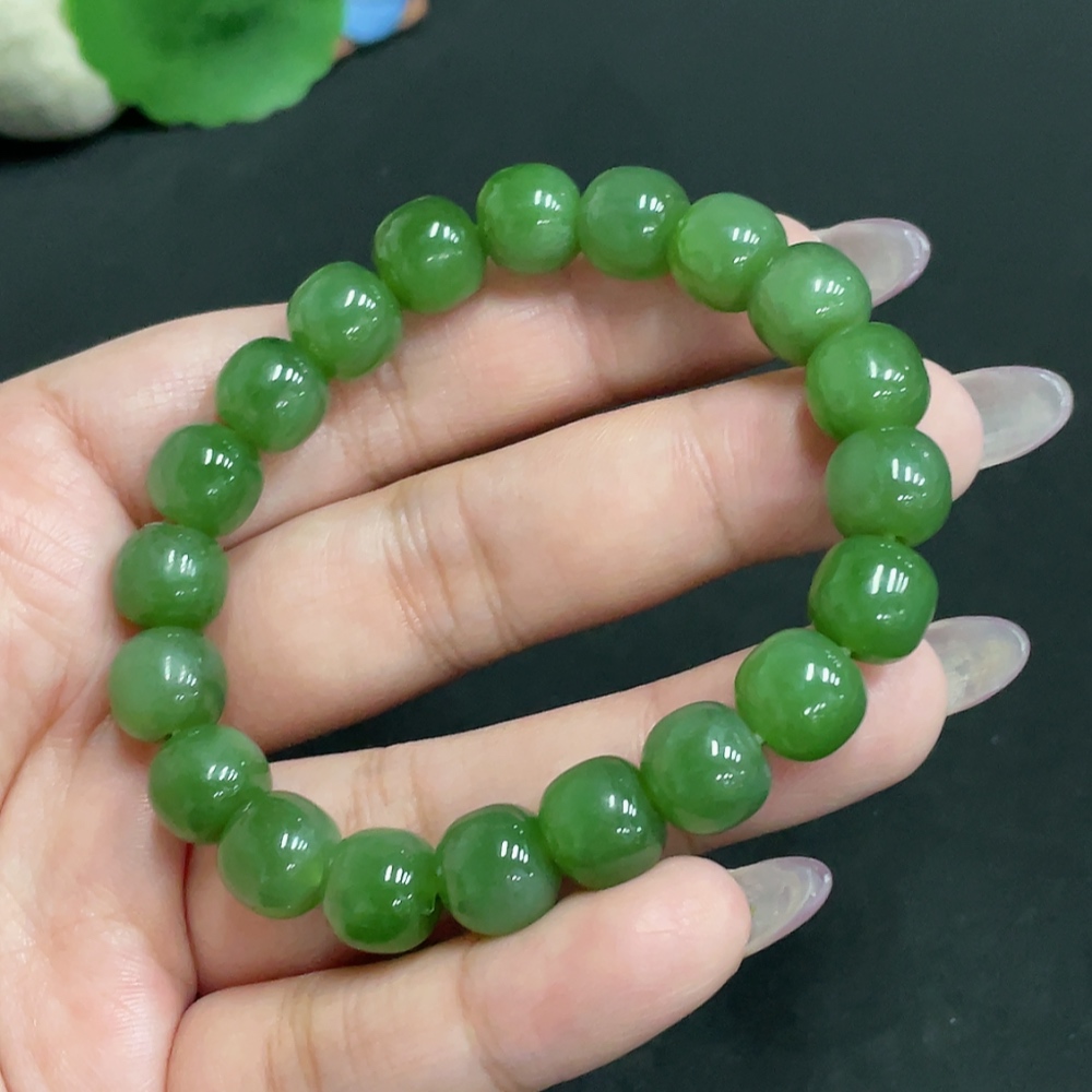 H34956184 Hetian Jade Bracelet, Approx. 9.4 mm, Total Weight Approx. 31.2g