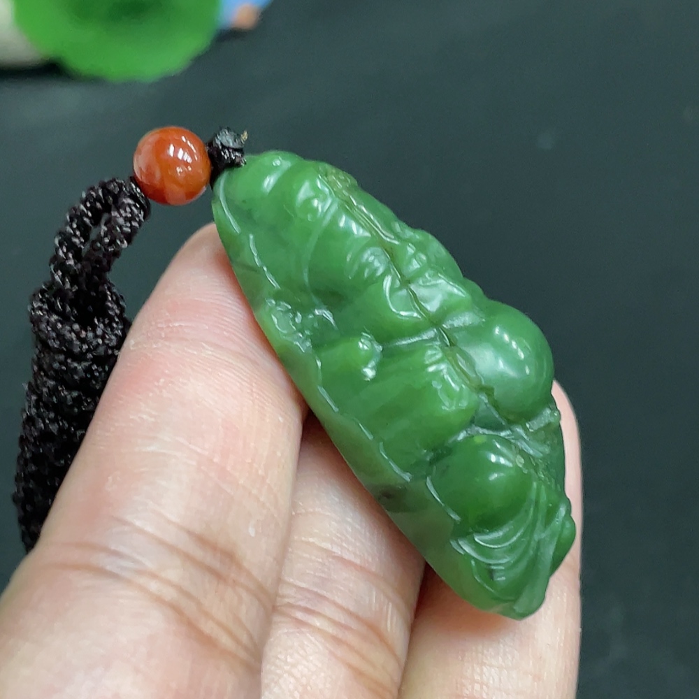 H33863967 Hetian Jade Pendant    God of Wealth    Total Weight [with rope]: 20.9g