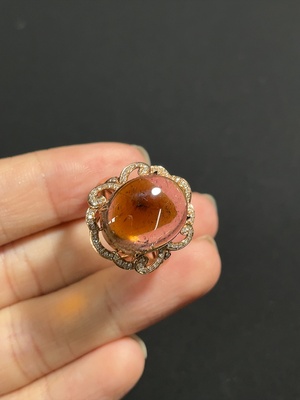C46536109 碧玺戒指 18k金 配镶钻石 可见有机物 货品总重约3.62g 圈口11