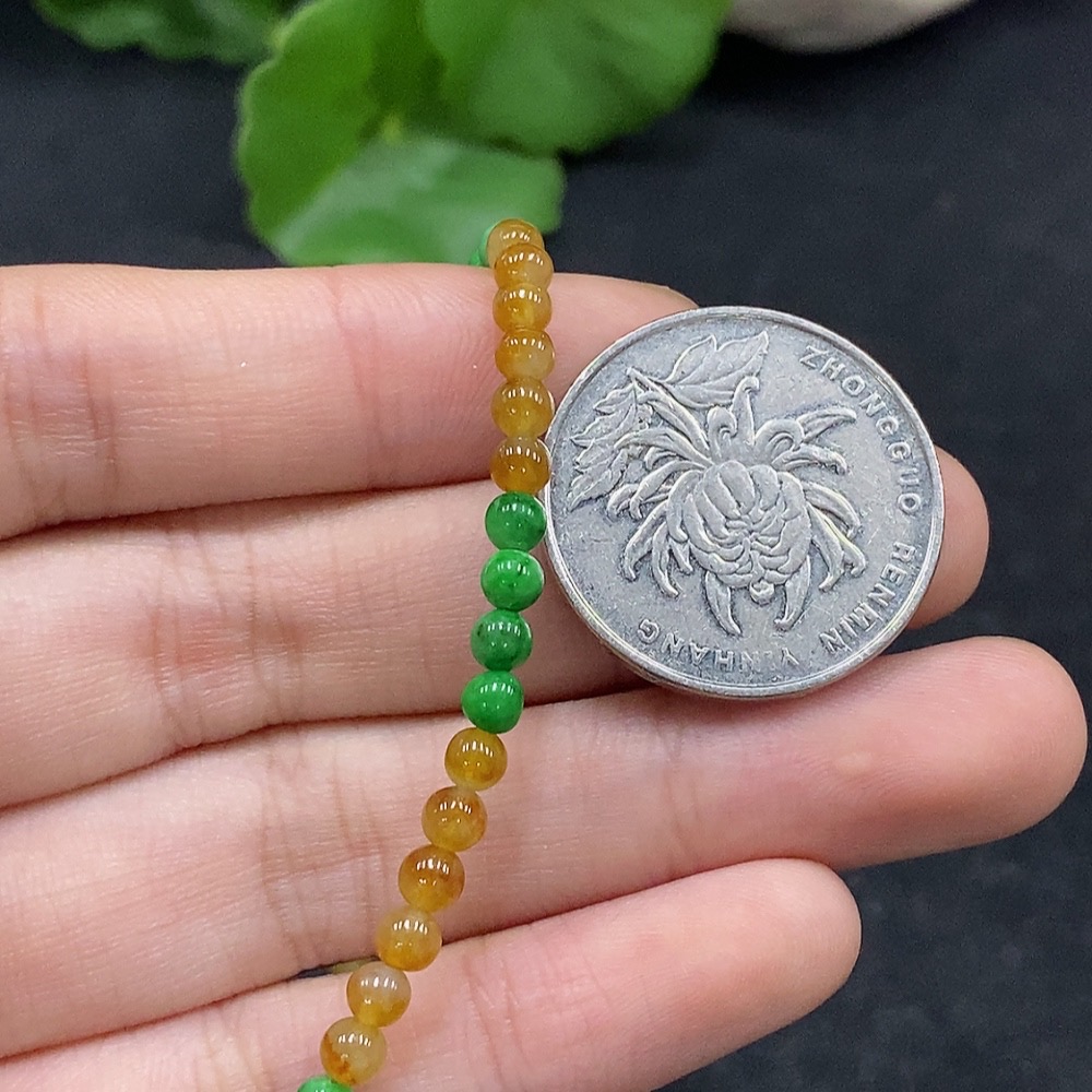 F32729653 Jadeite Bead Necklace Approx. 3.5mm Total Weight About 15.68g Color Origin Undetermined Non-Gold Inlaid
