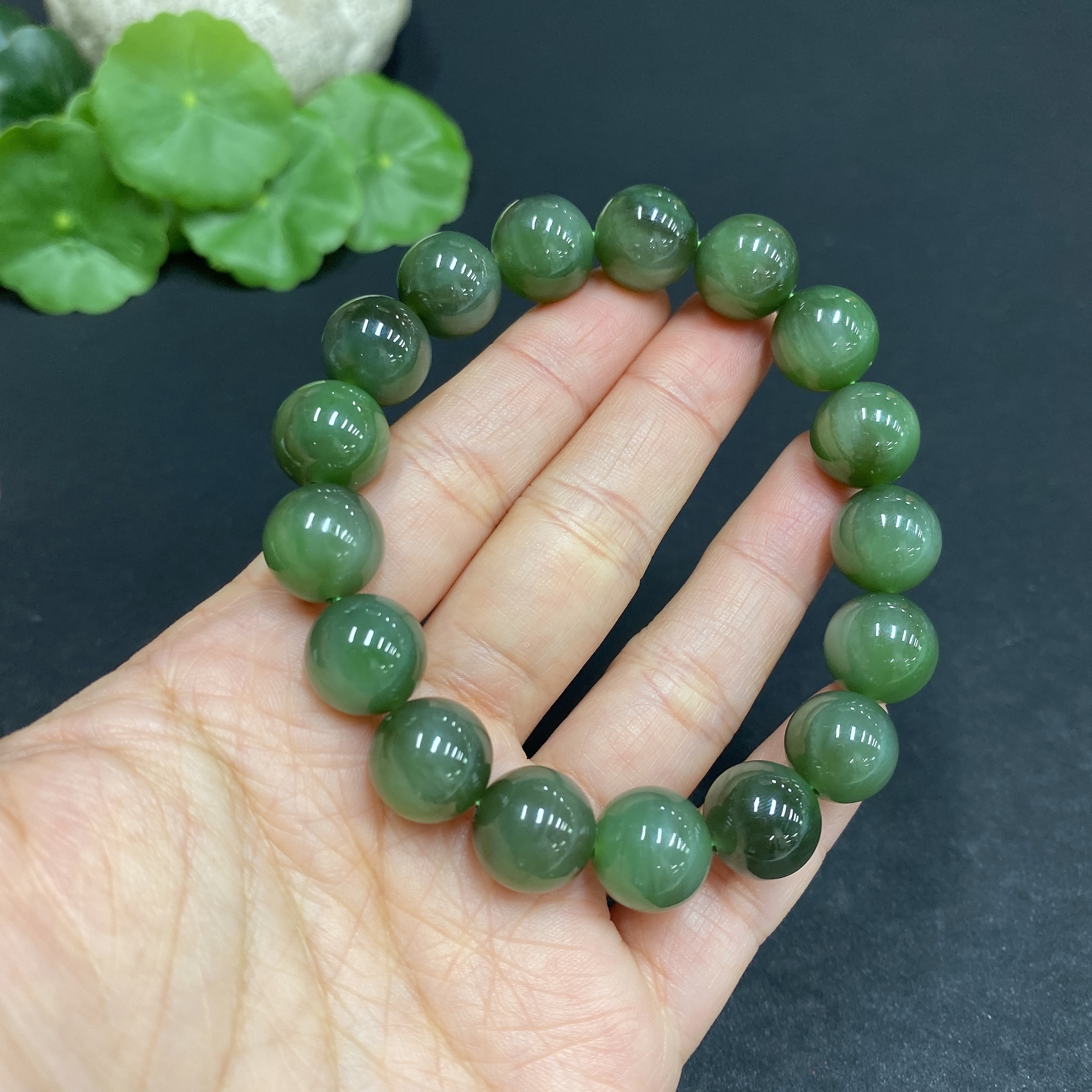 H32703856 Hetian Jade Bracelet Approx.11.7mm Total Weight Approx.45.3g