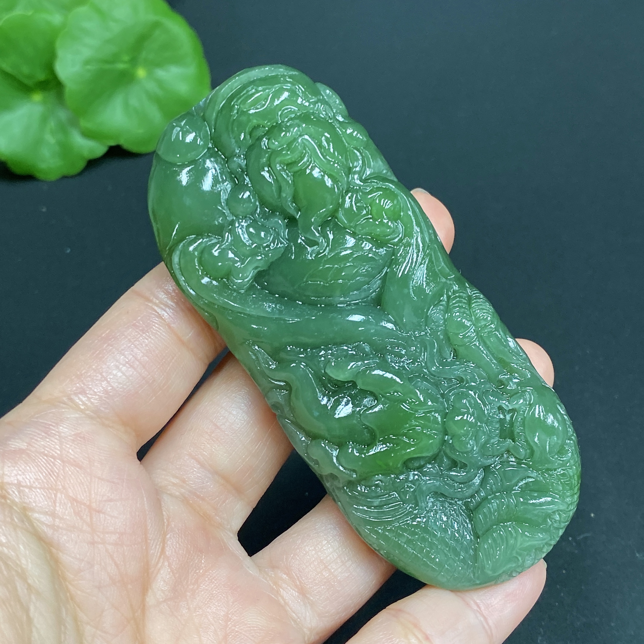 H27109506 Hetian Jade Pendant    God of Wealth    Total Weight: Approx. 75.6g