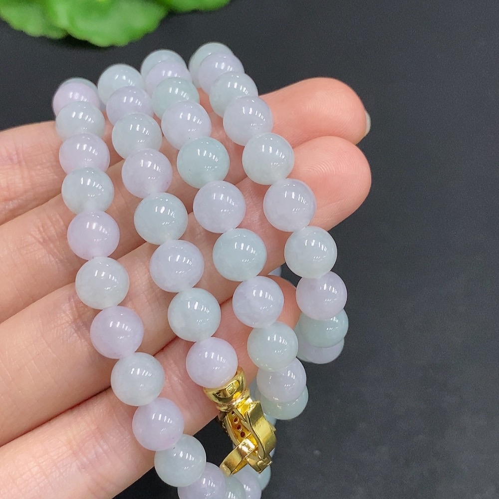 F31624691 Jadeite Bead Necklace Non-Gold Setting Total Weight Approx. 67g Size 7.4mm