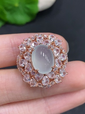 F33907831 Jadeite Cabochon Ring Non-Gold Setting Adjustable Size Total Weight Approx. 6g