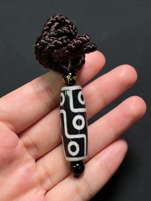 W32763500 Dzi bead pendant (Total weight with rope approx. 19.20g, size approx. 38.4mm)