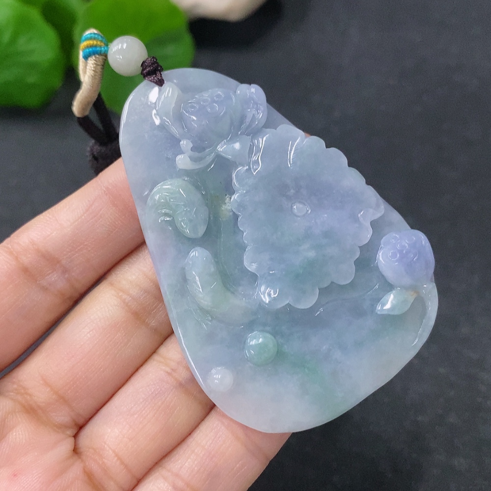 F33912720 Jadeite Pendant Abundance Year After Year Total Weight Approx. 36g Including Rope Beads Non-Grade A