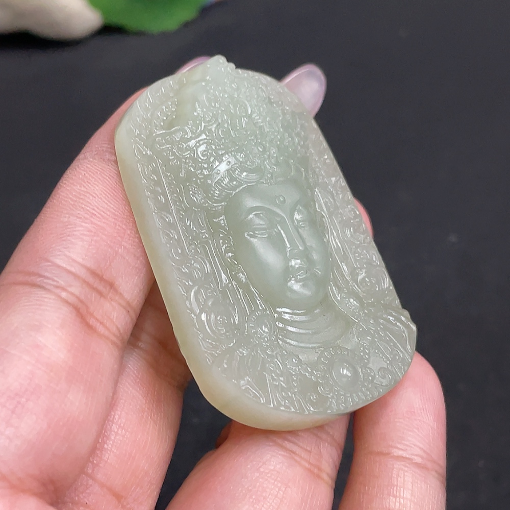 H34957176 Hetian Jade Pendant Guanyin Total Weight About 32.8g