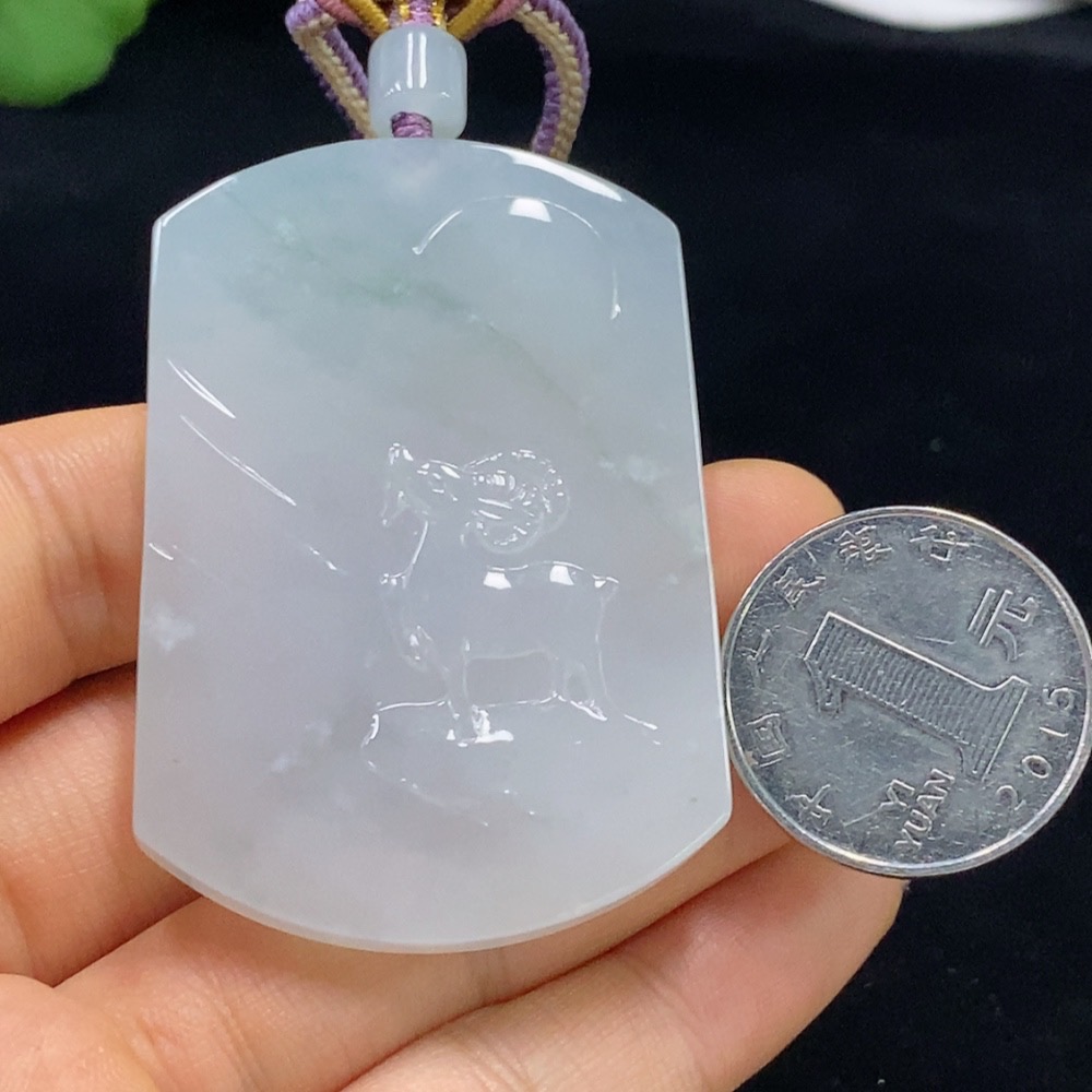 F34947527 Jadeite Pendant Sheep Total Weight About 40g (Including Rope Weight)